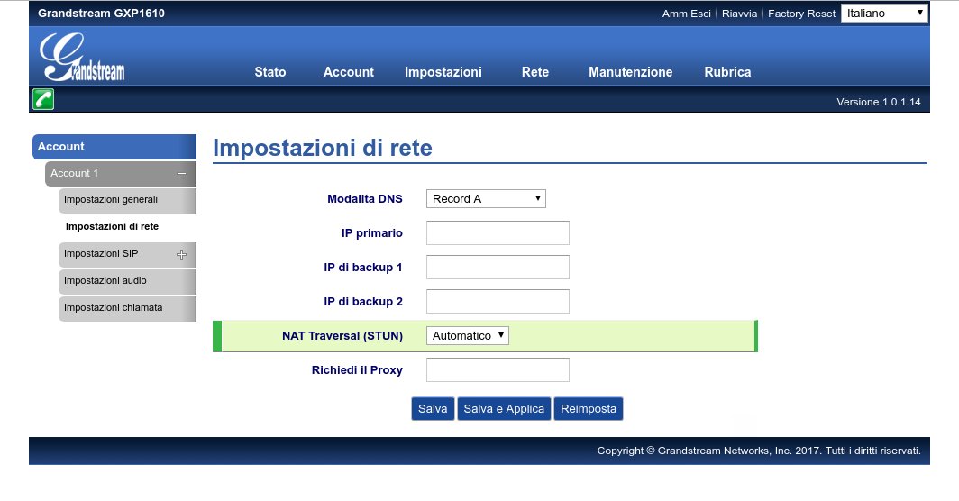 Impostazioni di rete Grandstream GXP 1610-1620-1625