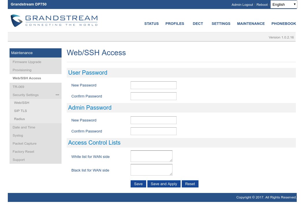 Modifica password su Grandstream Dp-720 Dp-750 