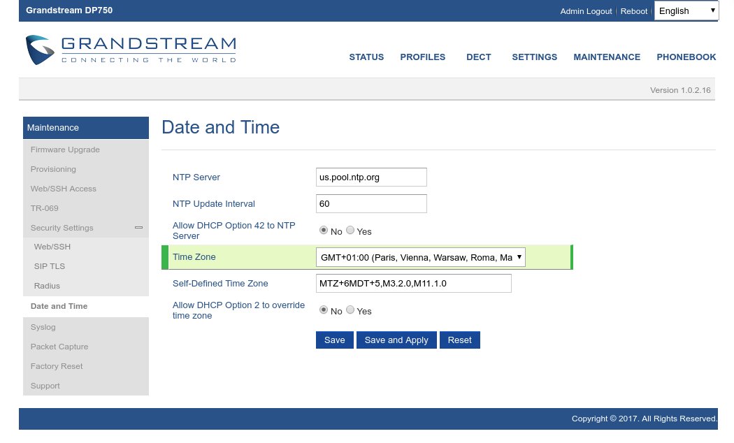 Modifica data e ora su Grandstream Dp-720 Dp-750 