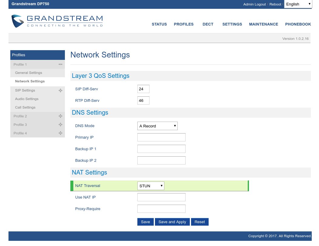 Network Settings Grandstream Dp-720 Dp-750 con centralino OpenVOIP