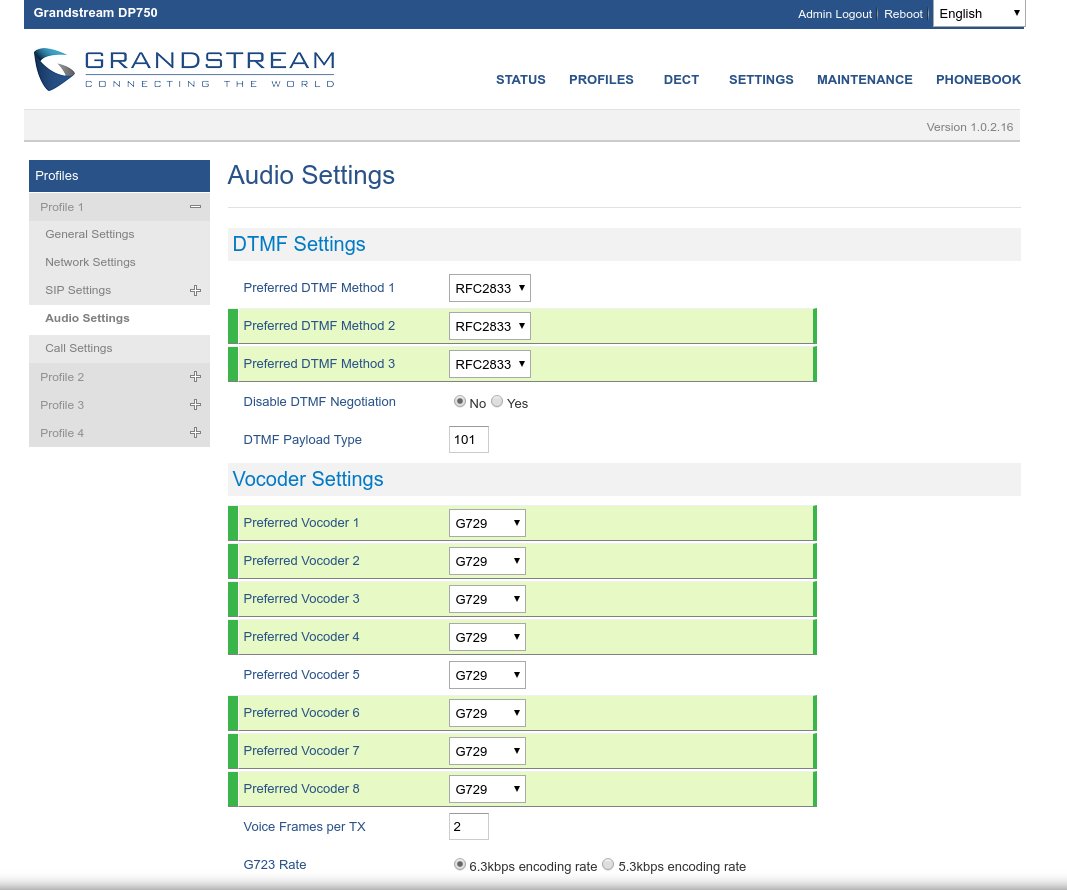 Configurazione audio su Grandstream Dp-720 Dp-750