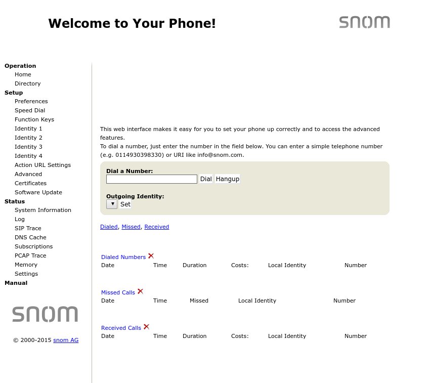 Accesso pannello di amministrazione Snom D 7xx