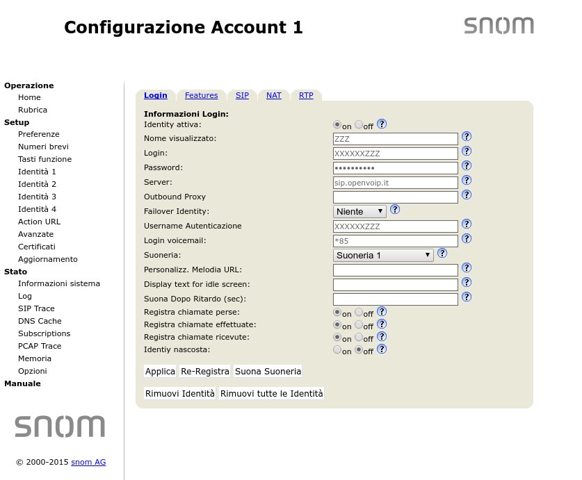 Configurazione account su Snom d7xx